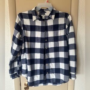 LLBean Blue and White Checkered Flannel